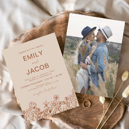 Invitación Boda botánico de Wildflower Boho Photo Terracotta