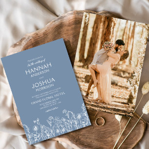 Invitación Boda botánico de Wildflower Dusty Blue Photo
