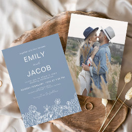 Invitación Boda botánico de Wildflower Dusty Blue Photo