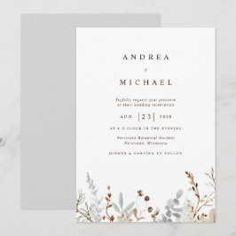 Invitación Boda Botánico de Winter Field Wildflowers