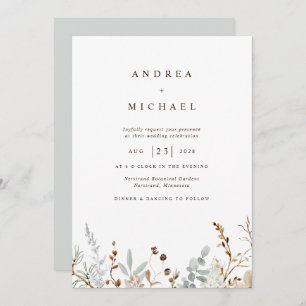 Invitación Boda Botánico de Winter Field Wildflowers