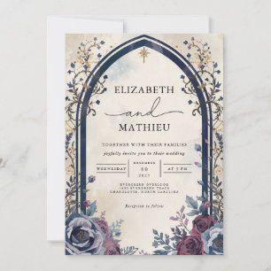 Invitación Boda Botánico del Arco Floral de Borgoña Moody
