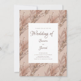 Invitación Boda botánico del patrón Pampas dibujado a mano