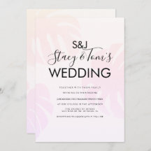 Boda botánico dibujado a mano de monstera rosa