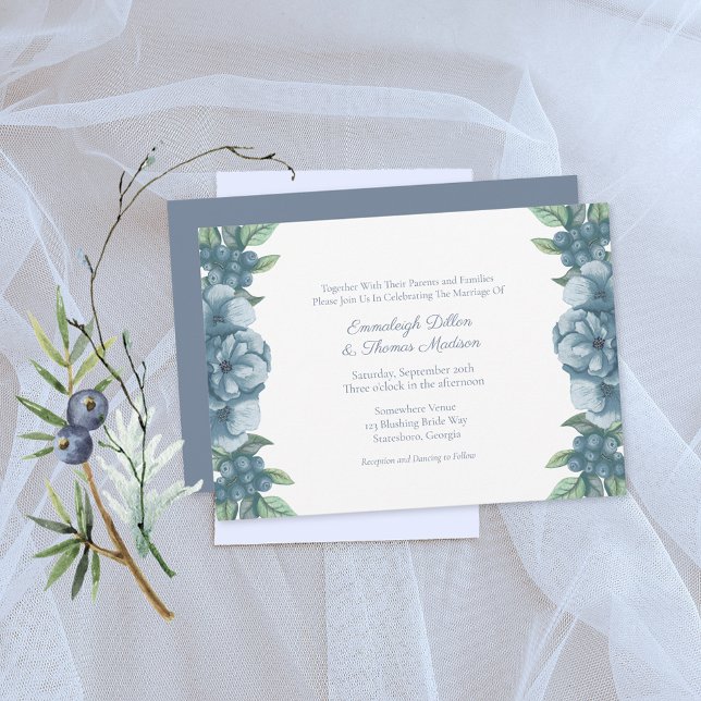 Invitación Boda botánico Dusty Blue Floral (Subido por el creador)