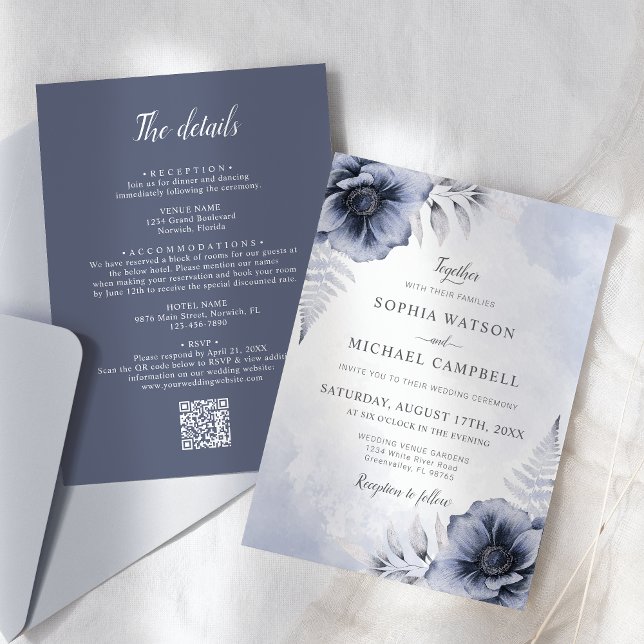Invitación Boda botánico Dusty Blue Floral (Subido por el creador)
