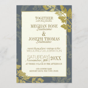 Invitación Boda Botánico Elegance de Golden Leaf Woodland