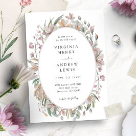 Invitación Boda Botánico Elegante De Floral Rosa