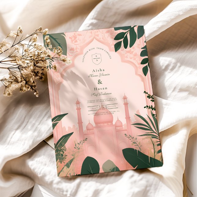 Invitación Boda botánico elegante floral islámico (Subido por el creador)