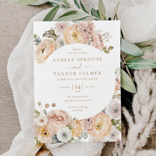 Invitación Boda Botánico Elegante Floral Presupuestario Rosa