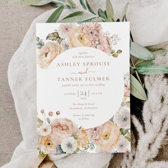Invitación Boda Botánico Elegante Floral Presupuestario Rosa (Subido por el creador)