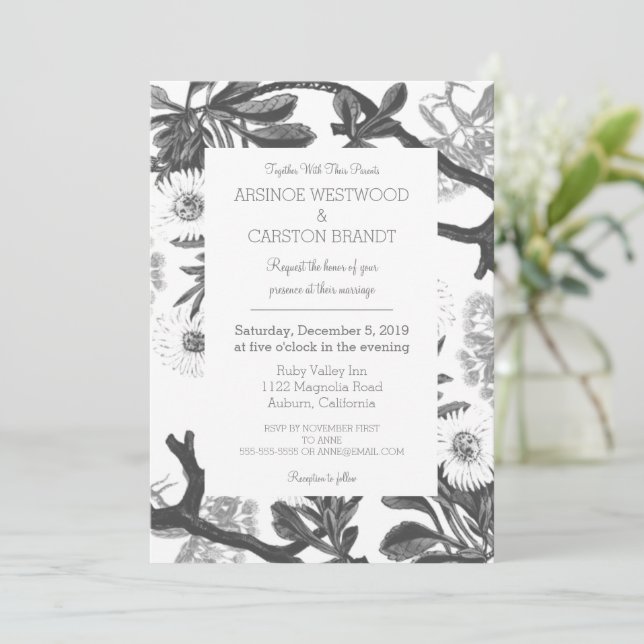 Invitación Boda botánico encantador (Anverso de pie)