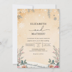Invitación Boda botánico escarpado de invierno