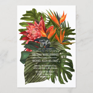 Invitación Boda Botánico Exuberante de Brisa Tropical