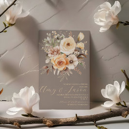Invitación Boda Botánico Floral Beige-Nuetral