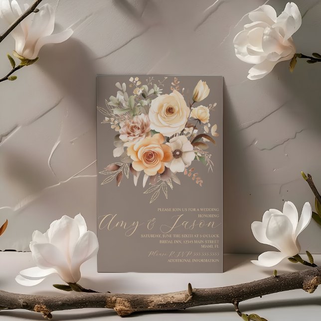 Invitación Boda Botánico Floral Beige-Nuetral (Subido por el creador)