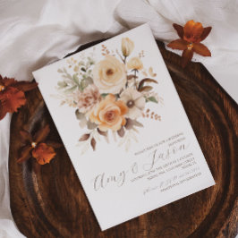 Invitación Boda Botánico Floral Beige-Nuetral Brown