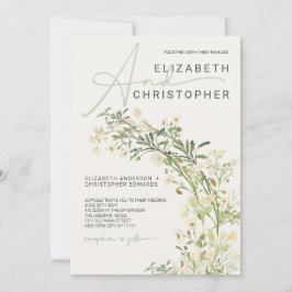 Invitación Boda Botánico Floral de Flores Silvestres de Verdo