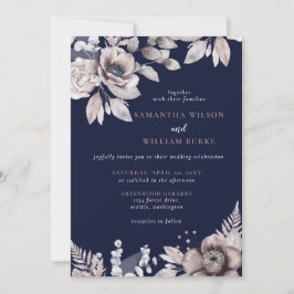 Invitación Boda botánico floral de la Marina Rusa Mauve