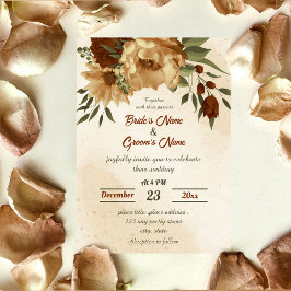 Invitación boda botánico floral de terracota rústica