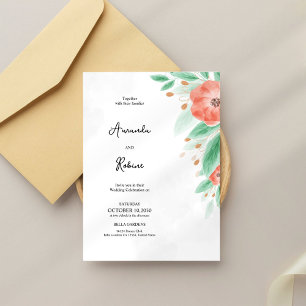 Invitación Boda Botánico Floral Simple
