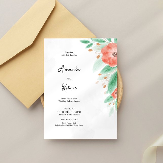 Invitación Boda Botánico Floral Simple (Subido por el creador)