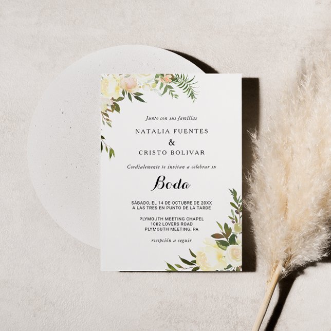 Invitación Boda Botánico Floral Simple (Subido por el creador)
