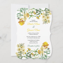 Invitación Boda Botánico Floral Vintage Amarillo