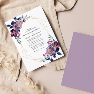 Invitación Boda Botánico Geométrico Morado Floral