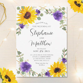 Invitación Boda Botánico Geométrico Rosa Púrpura