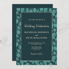 Invitación Boda botánico I del patrón elegante de hojas turqu