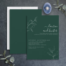 Boda botánico Invi de escritura verde esmeralda mo