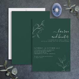Invitación Boda botánico Invi de escritura verde esmeralda mo
