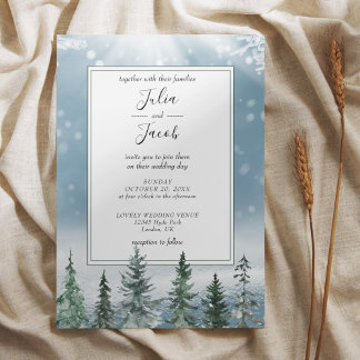 Invitación Boda Botánico Lantern de Pine Trees Rústico Invier