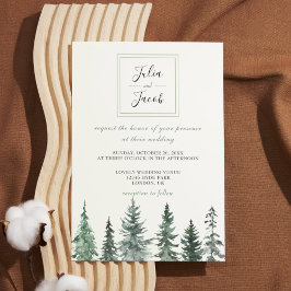 Invitación Boda Botánico Lantern de Pine Trees Rústico Invier