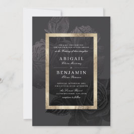 Invitación Boda botánico lujoso rosa oro negro