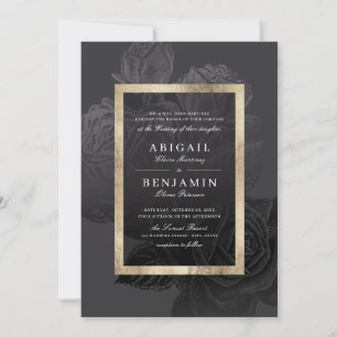 Invitación Boda botánico lujoso rosa oro negro