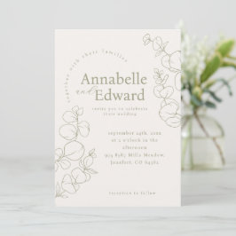 Invitación Boda Botánico Minimalista de Olive Green