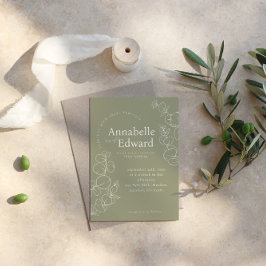 Invitación Boda Botánico Minimalista de Olive Green