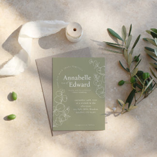 Invitación Boda Botánico Minimalista de Olive Green