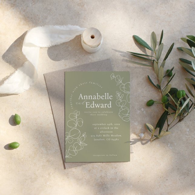 Invitación Boda Botánico Minimalista de Olive Green (Subido por el creador)