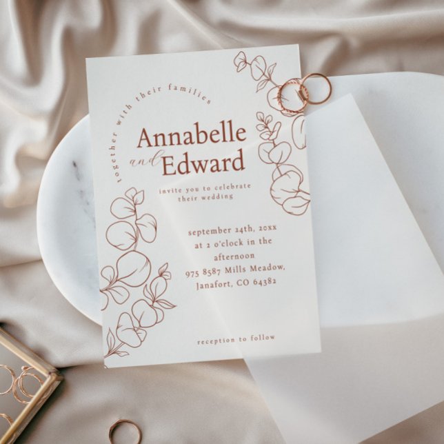 Invitación Boda Botánico Minimalista de Terracotta (Subido por el creador)