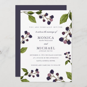 Invitación Boda botánico moderno Blueberry