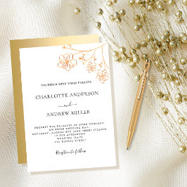 Invitación Boda botánico moderno floral dorado blanco elegant