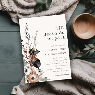 Invitación Boda botánico negro de roya gótica rústica boho