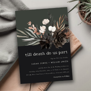 Invitación Boda botánico negro de roya gótica rústica boho