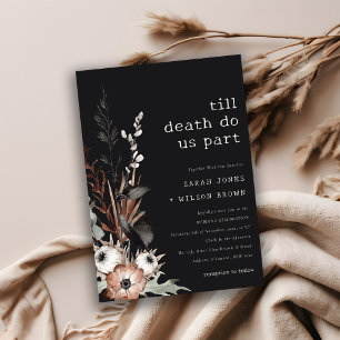 Invitación Boda botánico negro de roya gótica rústica boho