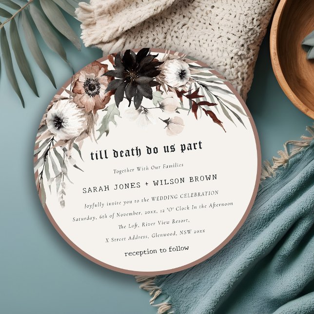 Invitación Boda Botánico Negro Rústico De Arroz Gótica De Boh (Subido por el creador)