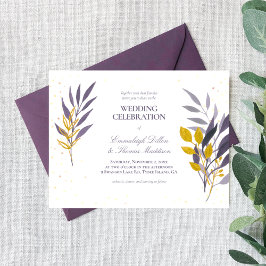 Invitación Boda botánico Purpurina Purple Gold