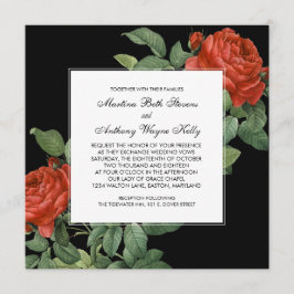 Invitación Boda Botánico Rosa Roja Vintage